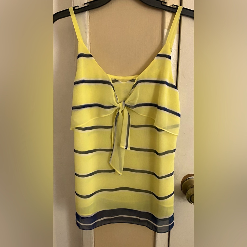 CABI Style 5207 yellow blue striped knot cami top sz XS